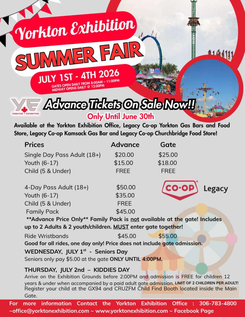 2026 Yorkton Exhibition Summer Fair Ticket Prices